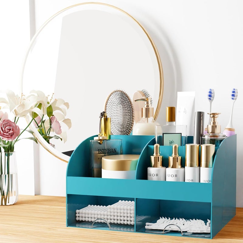COMFYROOM Makeup Organizer with Drawers, Cosmetic Storage for Dresser Vanity and Bathroom Countertop, Beauty Holder for Lipstick Brush, Skincare Organizer for Vanity, Cosmetic Display Case (Dark Green) - Image 3